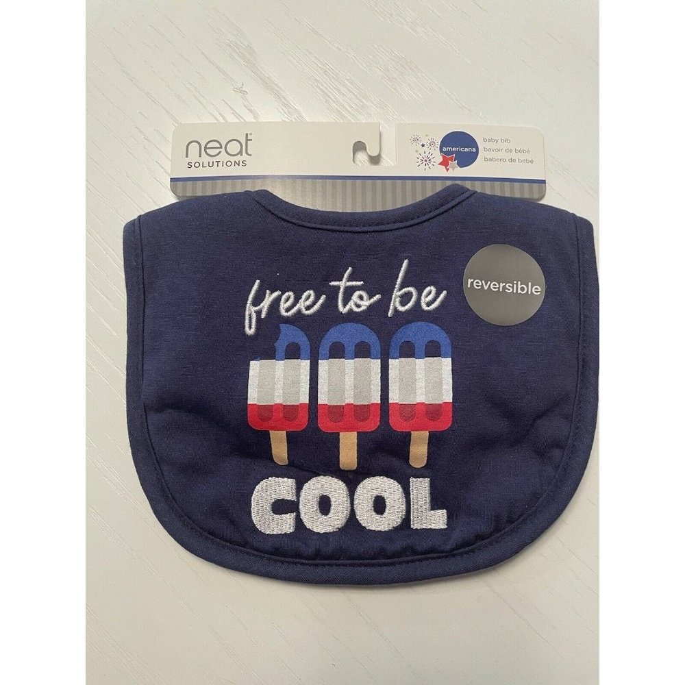 NWT Neat Solutions Baby Reversible Bib Americana Popsicles 4th of July Free to B
